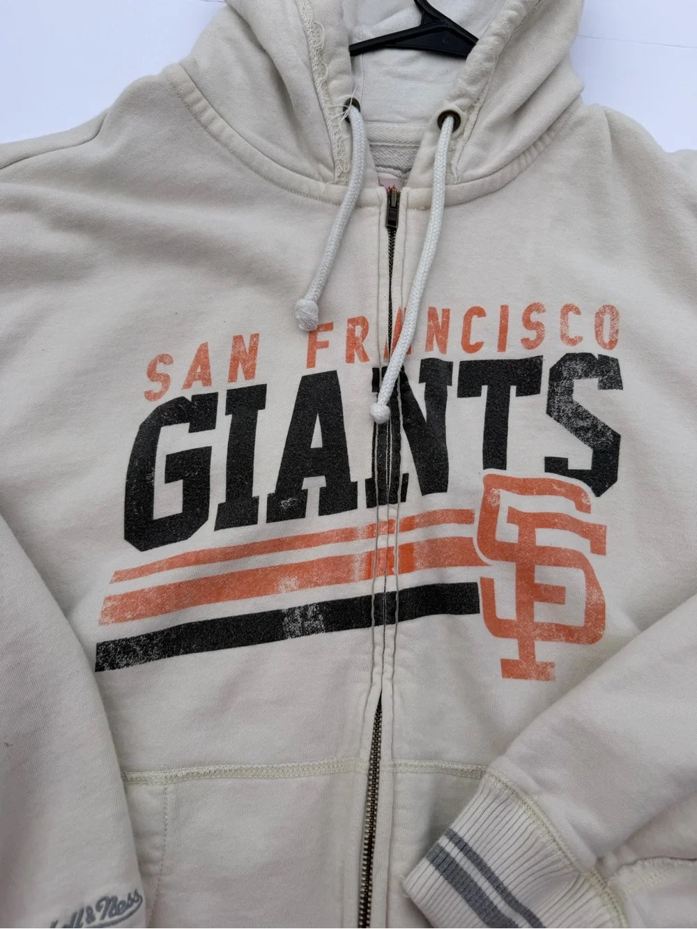 Mitchell & Ness San Francisco Giants Cream Zip Hoodie Jacket